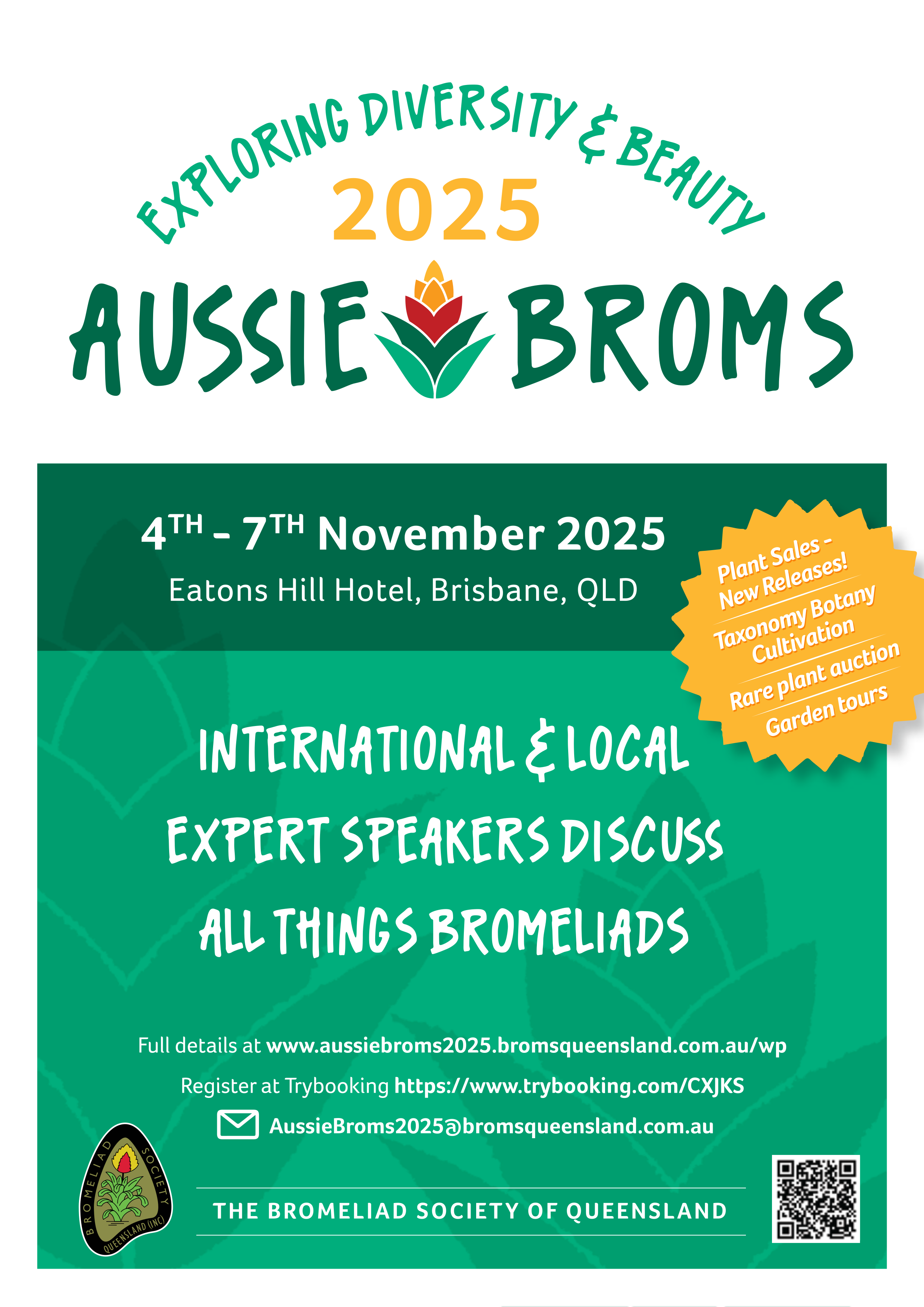 Flyer for 2025 Australasian Brommeliad Conference